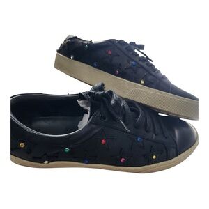 Black Sneakers with Star and Gem Details